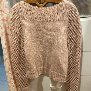 LoveShackFancy blush alpaca sweater